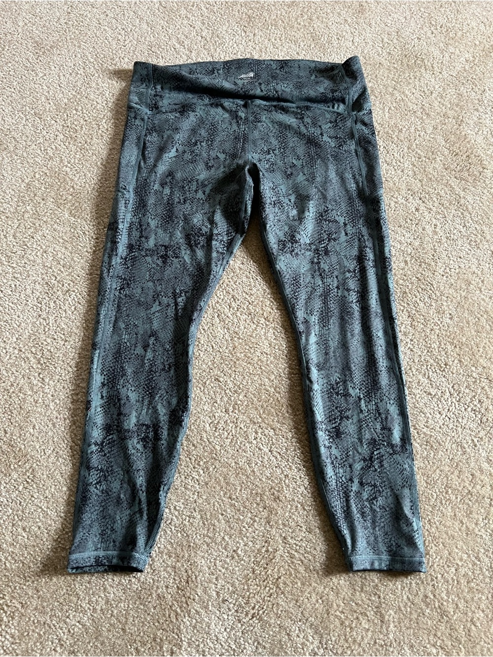 Avia Teal and Black Snakeskin-Print Leggings